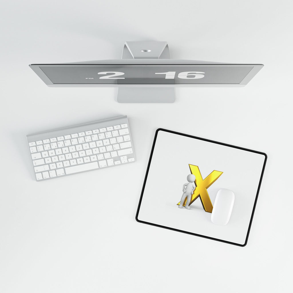 Gold Letter X figure Desk Mat | Minimalist Keyboard Mouse Pad