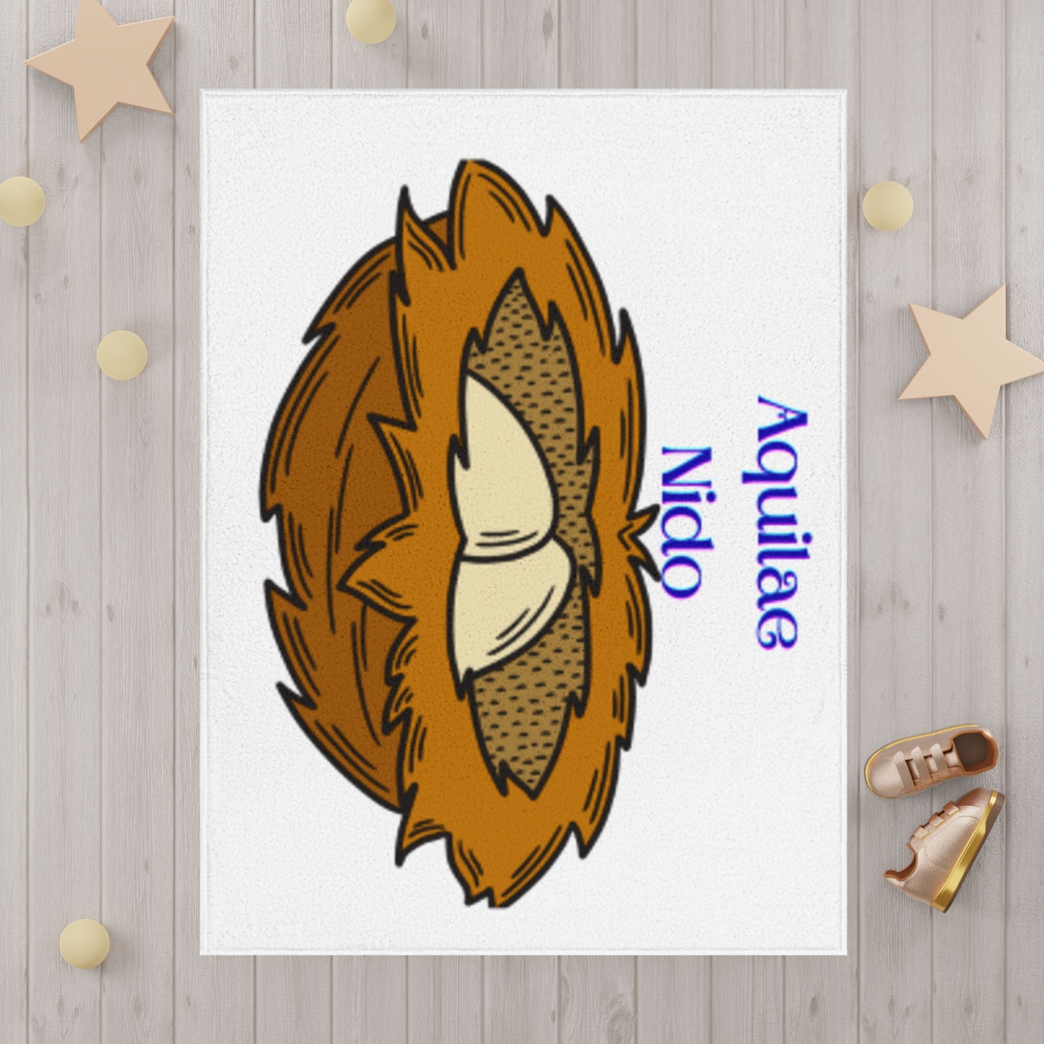 Eagle Nest Illustration Toddler Blanket | Aquilae Nido | Baby Bird Nesting Print