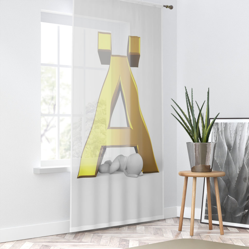 Gold 3D Letter Ä Window Curtain | Monogram Alphabet Curtain