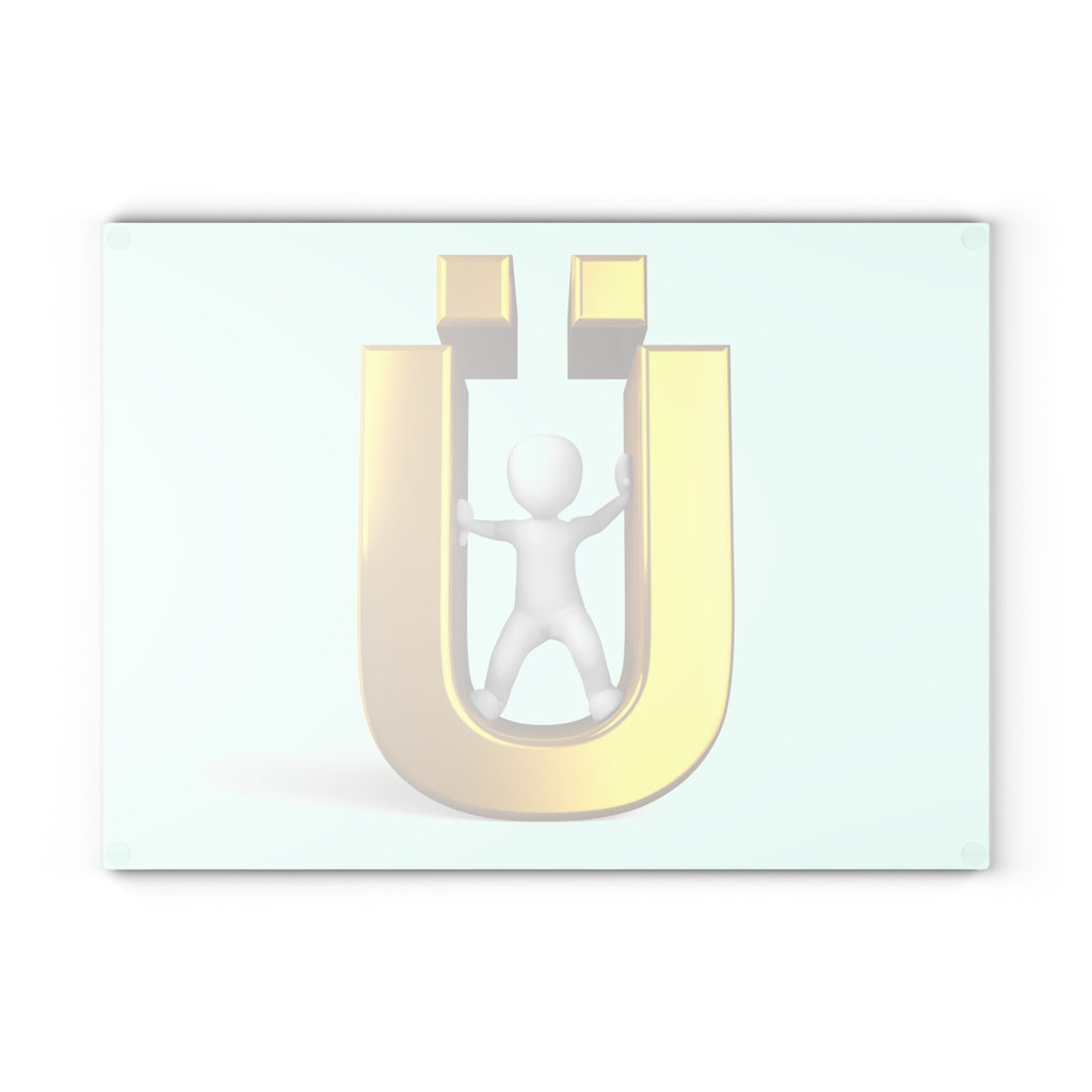 Gold Letter Ü Magnet Figure Glass Cutting Board | Lucky Magnet Design