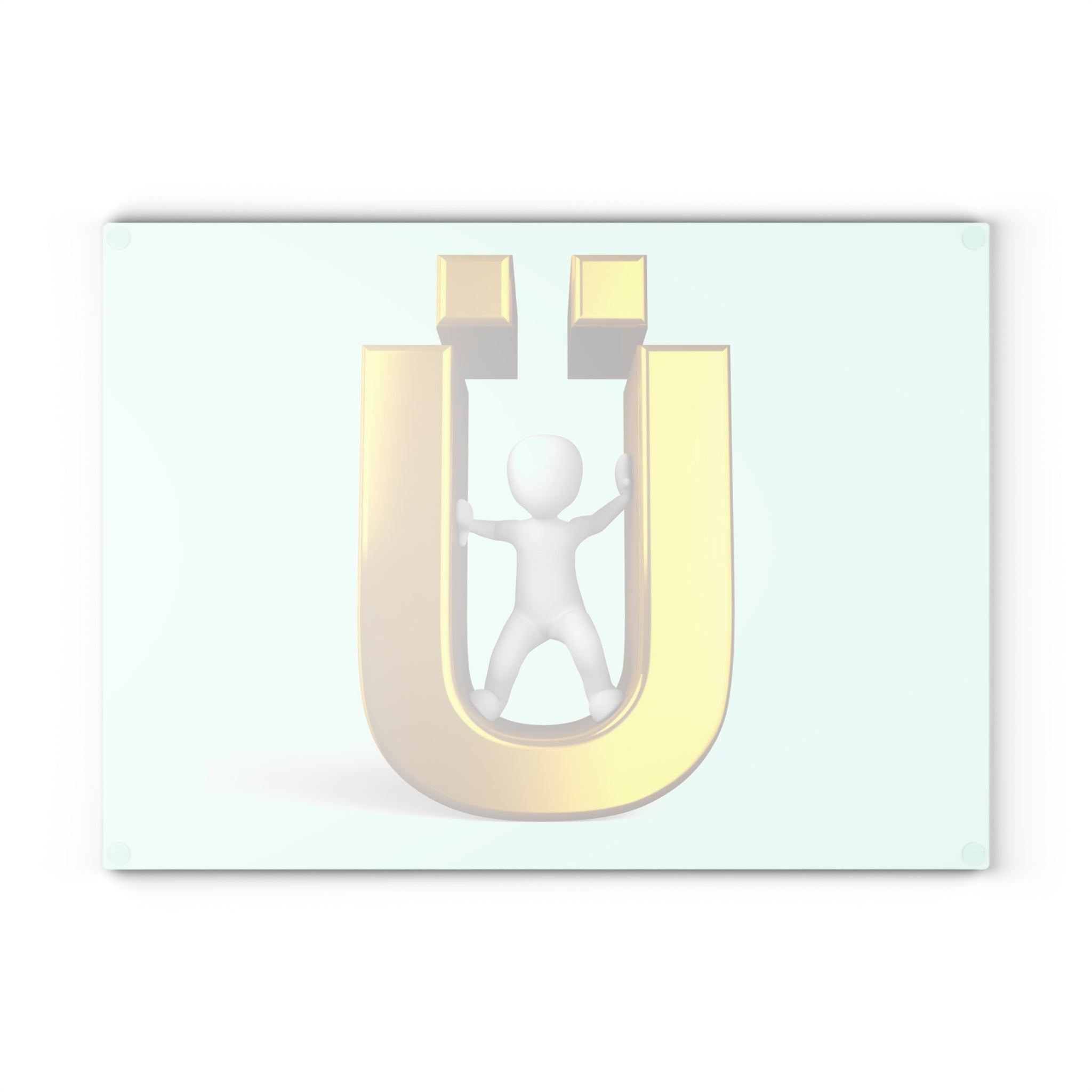 Gold Letter Ü Magnet Figure Glass Cutting Board | Lucky Magnet Design