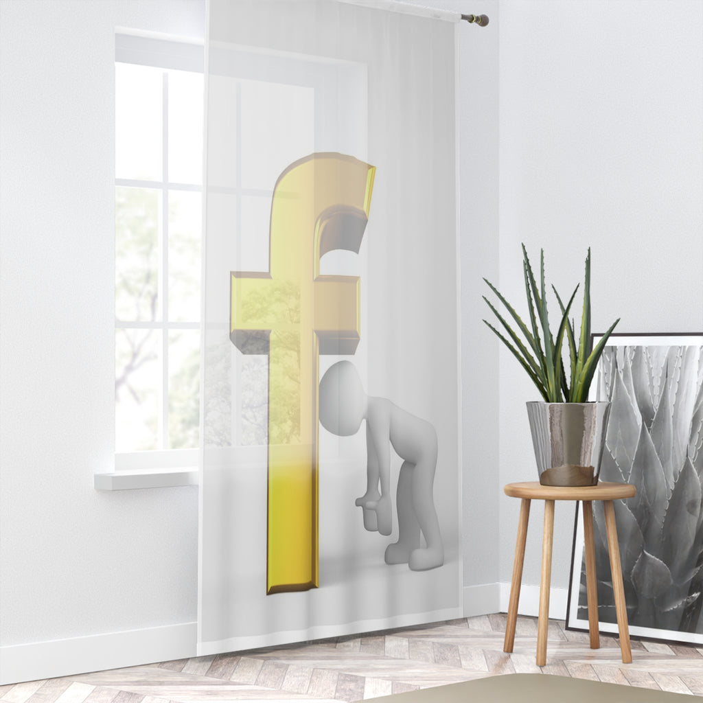 Gold Euro Symbol Peekaboo Window Curtain | Currency Home Decor