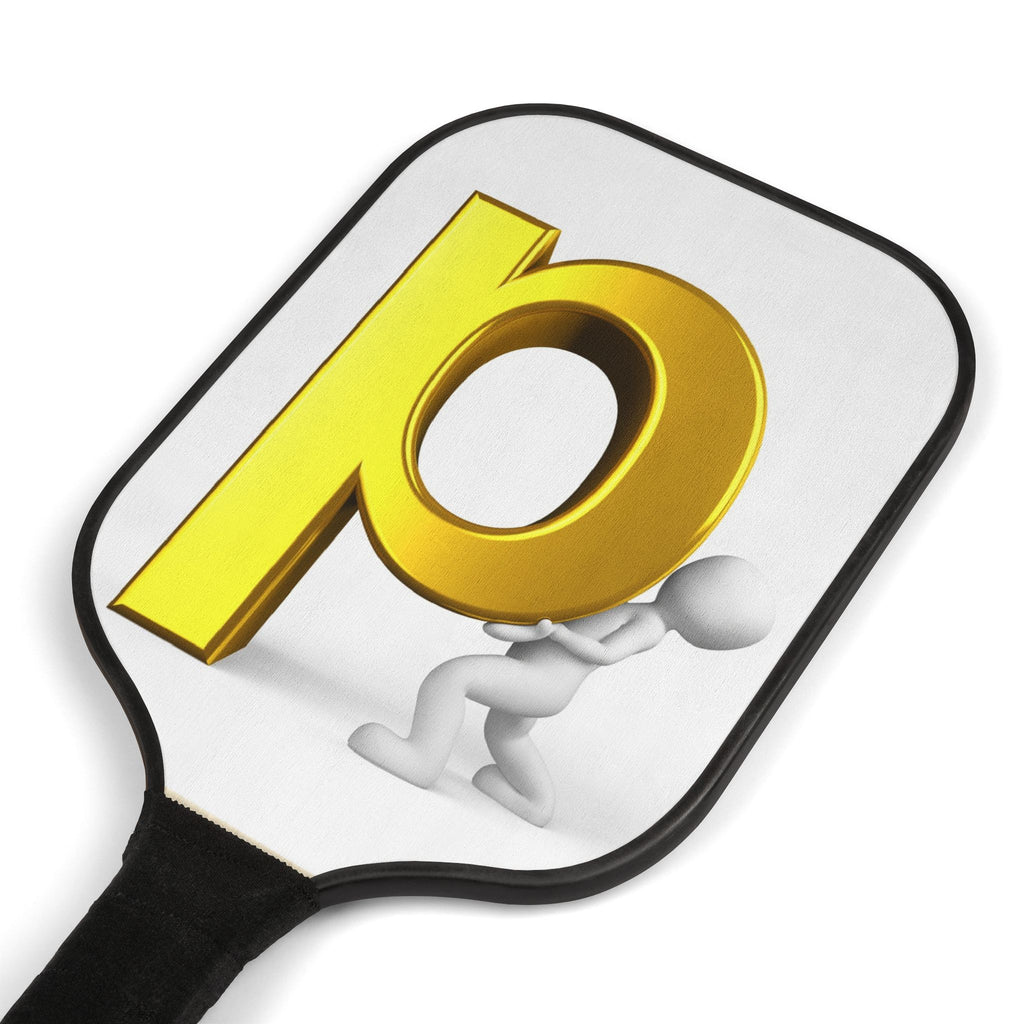 Golden P Letter Design Pickleball Paddle