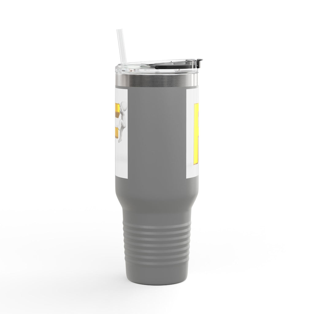 3D Figure Climbing Yellow Letter F Travel Mug | Insulated 40oz