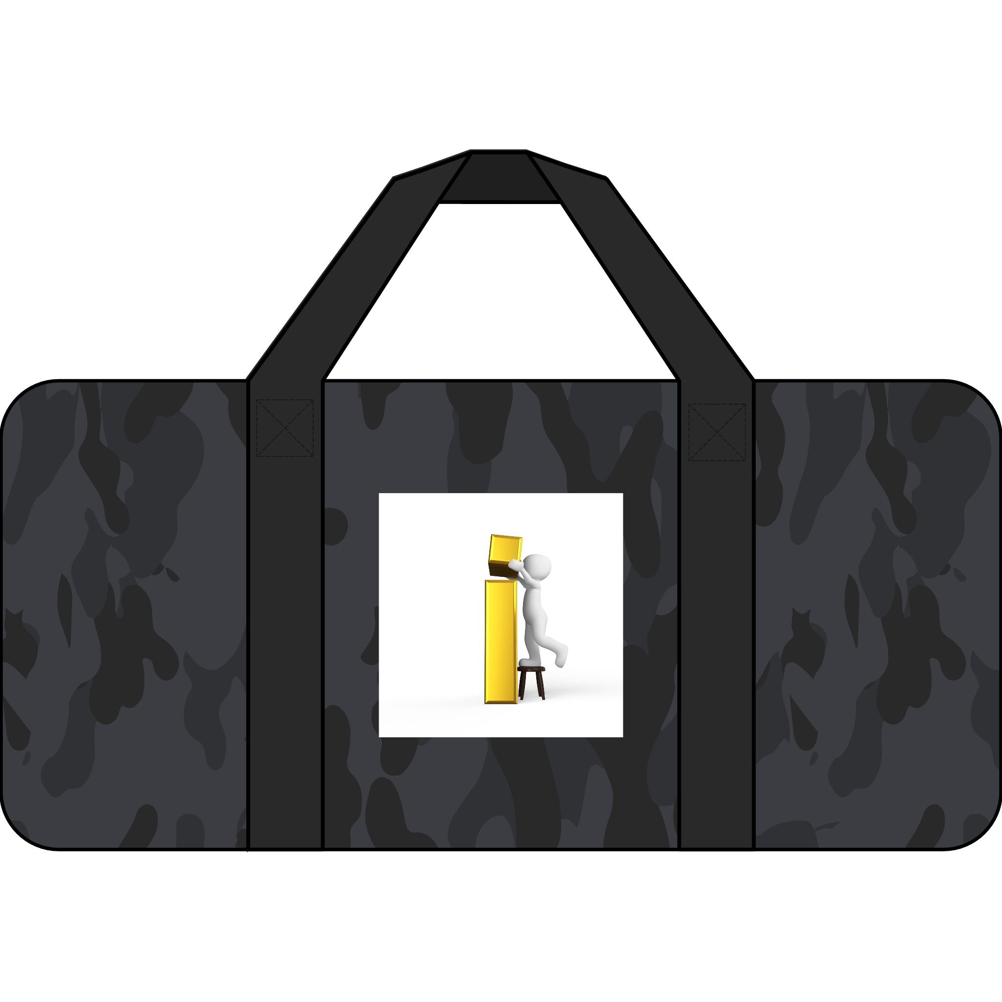 3D Figure building Gold Letter i Illustration Tripper Duffel Bag | Checker Strap or Camo