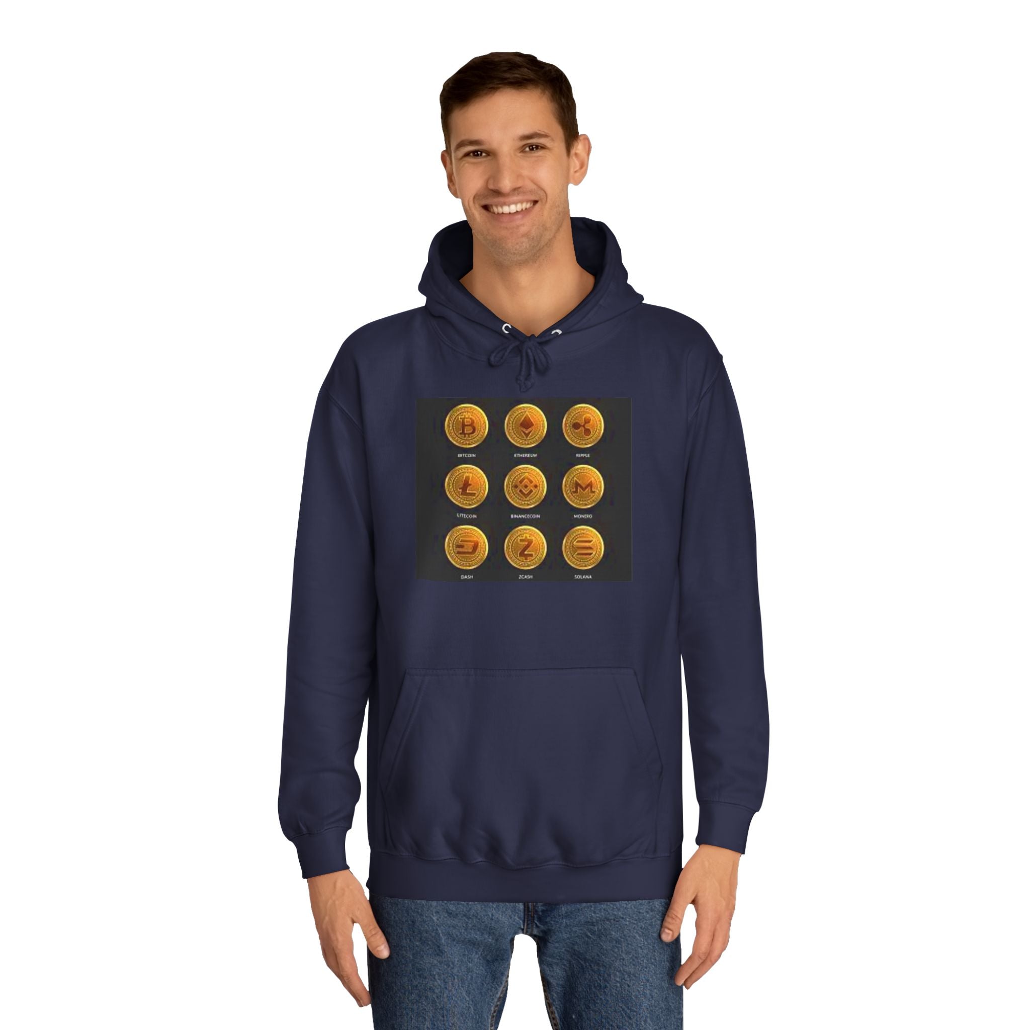 Crypto Coin Icons Hoodie | Bitcoin Ethereum Litecoin Ripple Doge Zcash Monero