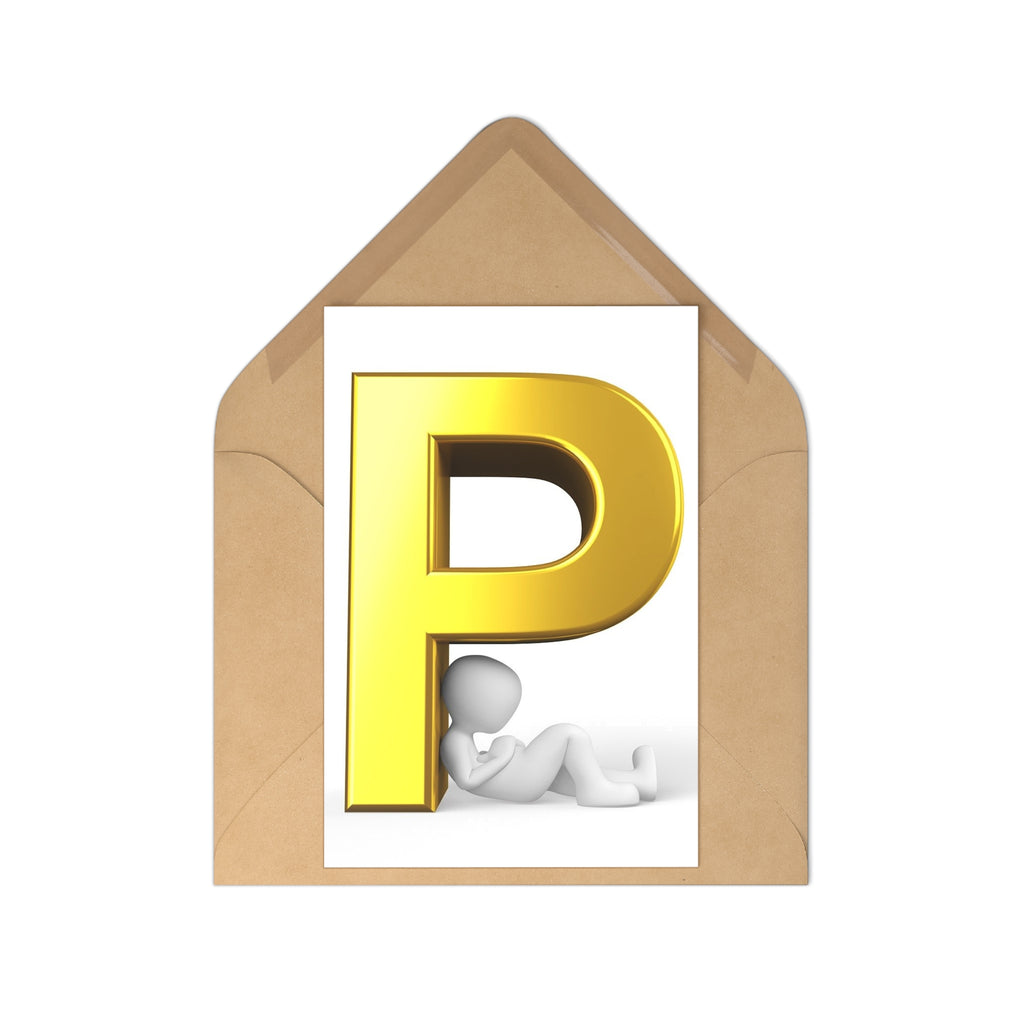 Gold Letter P Postcards | Alphabet Initial Postcard Set (7 pcs)