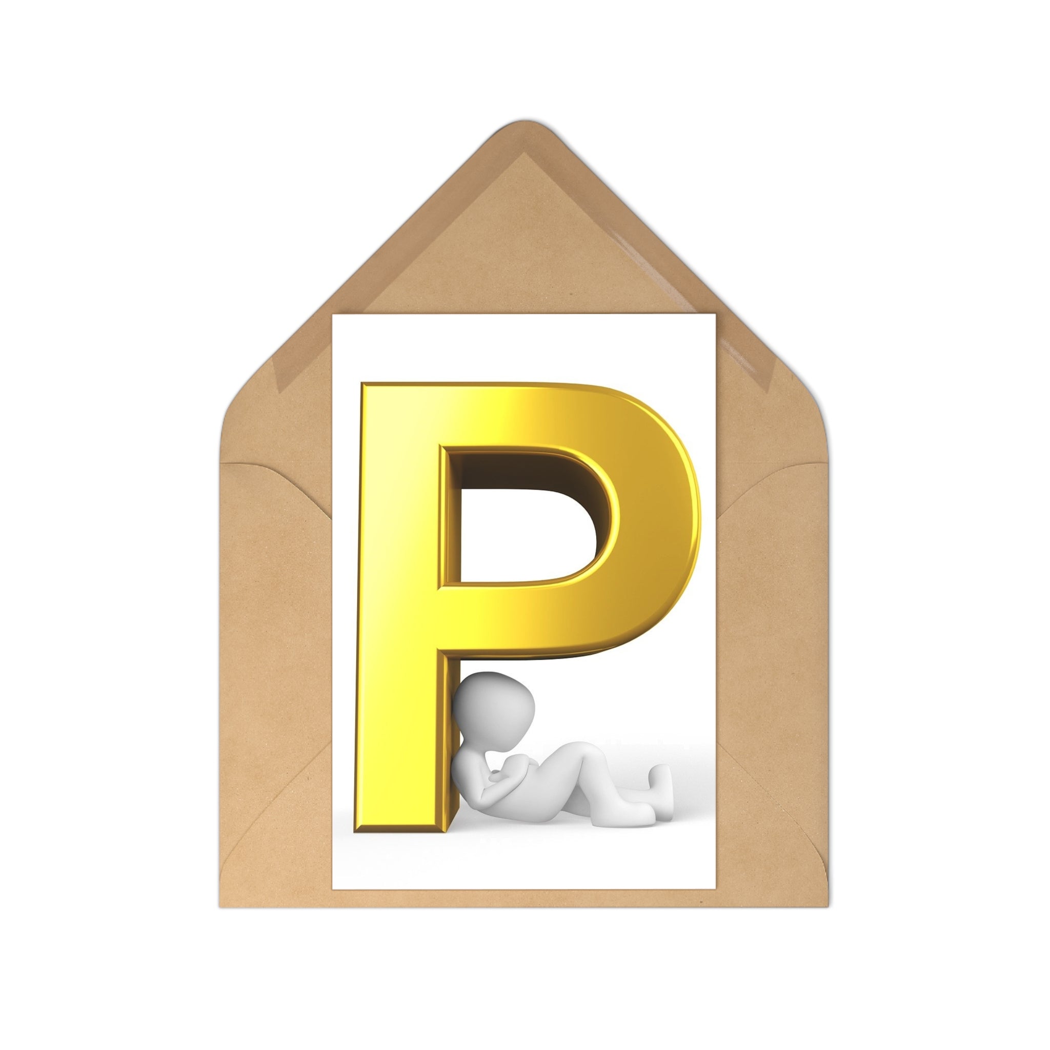 Gold Letter P Postcards | Alphabet Initial Postcard Set (7 pcs)