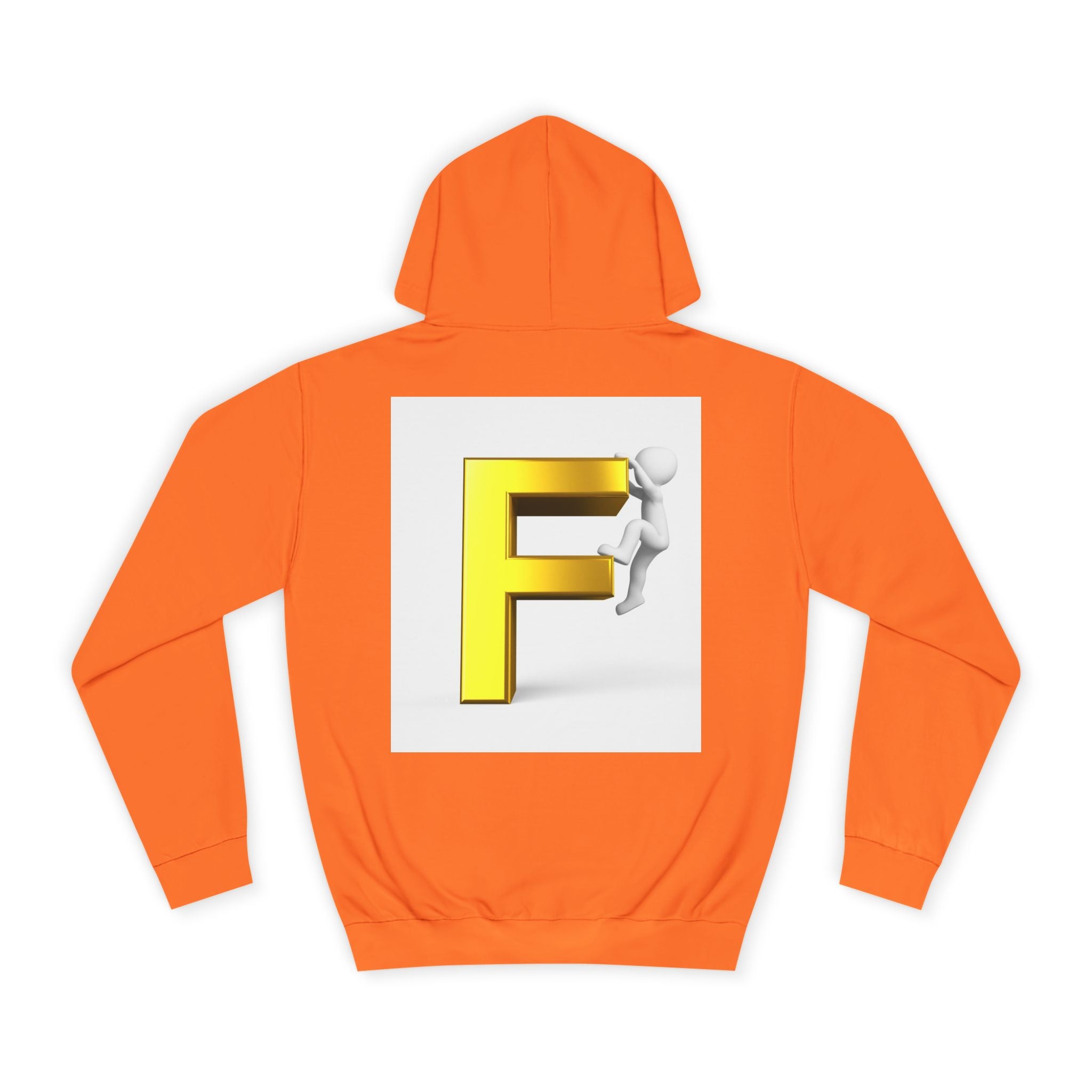 3D Gold Letter F Hoodie | Climbing Figurine Letterman Style