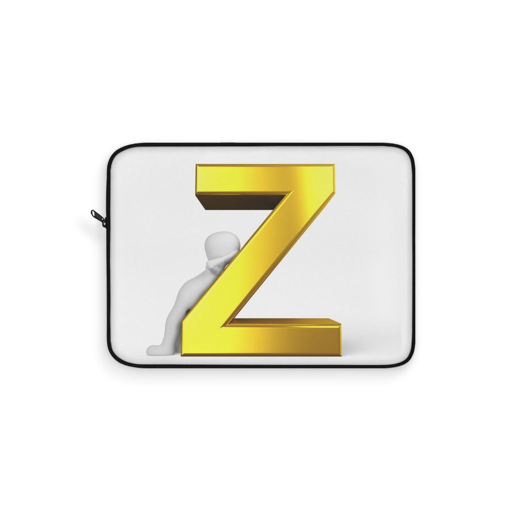 Gold 3D Letter Z Laptop Sleeve | Monogram Initial Z