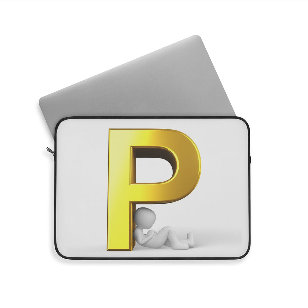 Gold Letter P Initial Laptop Sleeve | Monogram P Tech Case
