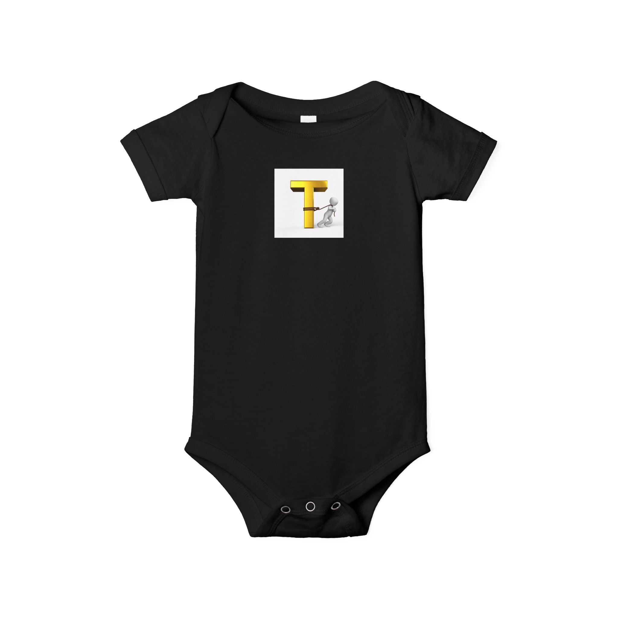 Body bébé Monogramme Jaune Lettre T avec motif enfant | Body bébé Monogramme