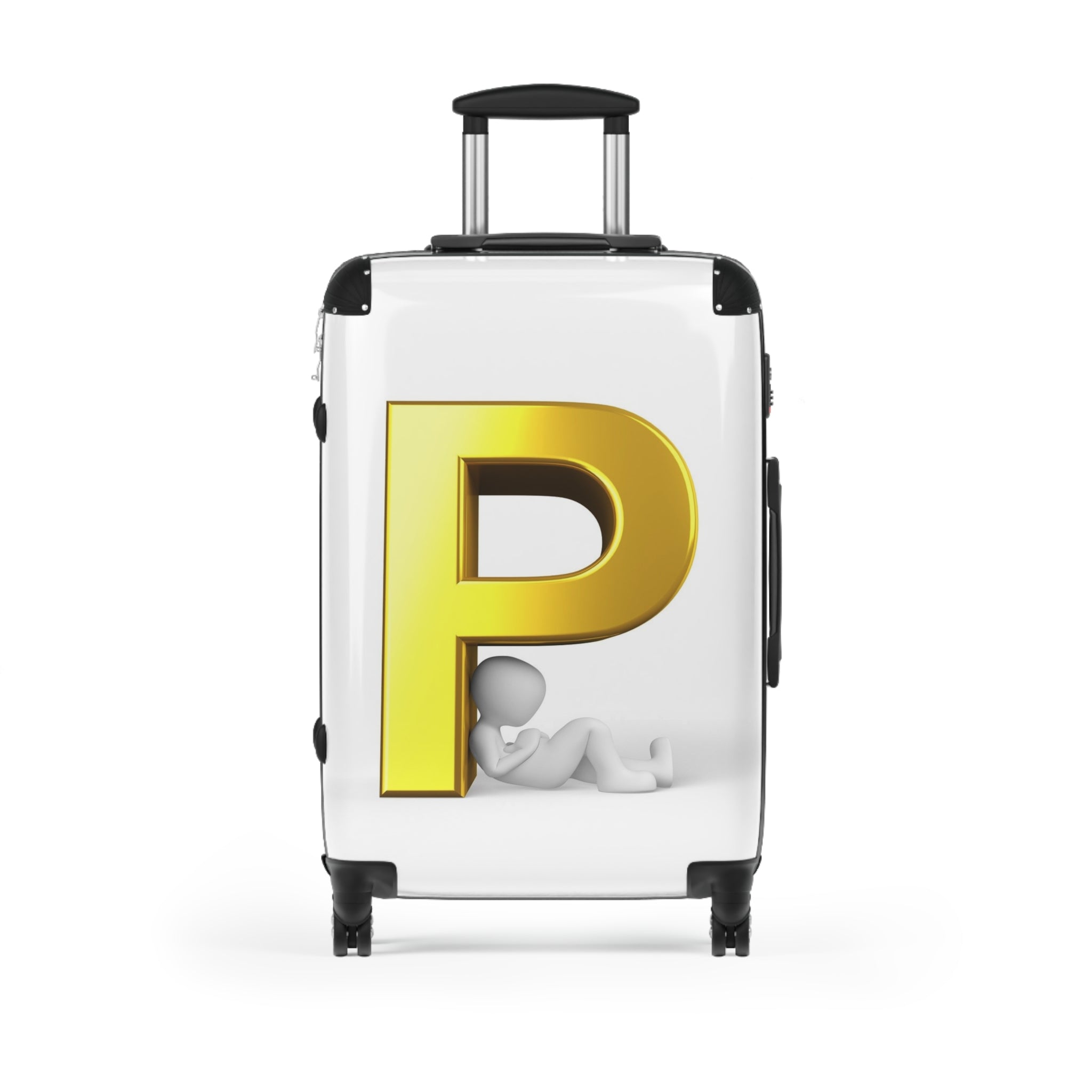 Gold Letter P Monogram Suitcase | Personalized Initial Luggage