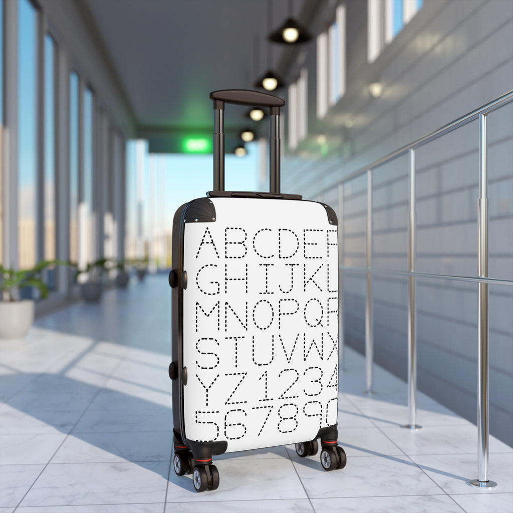 Alphabet Numbers Suitcase | Monochrome Letter Grid Luggage