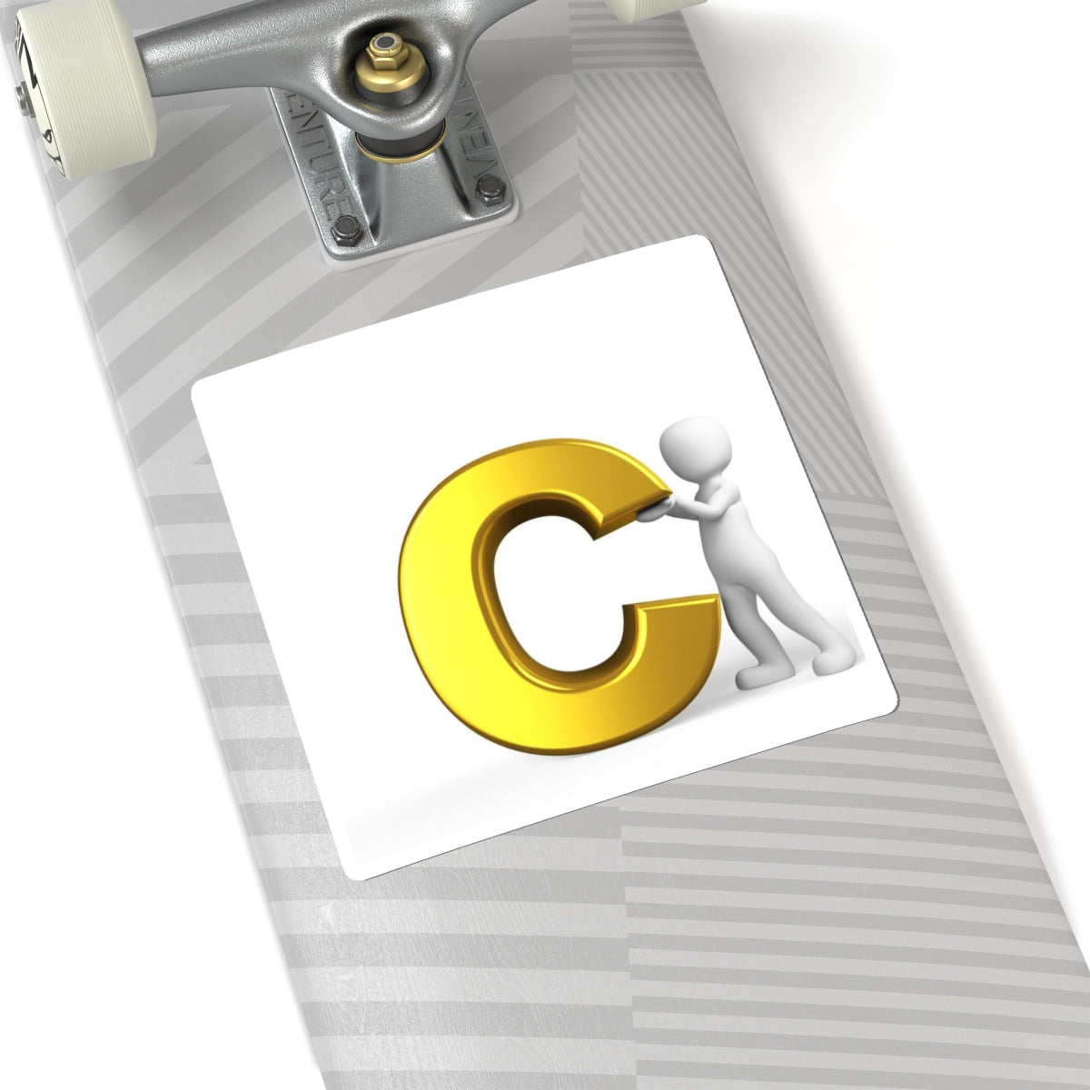 Gold 3D Letter C with Figure Sticker