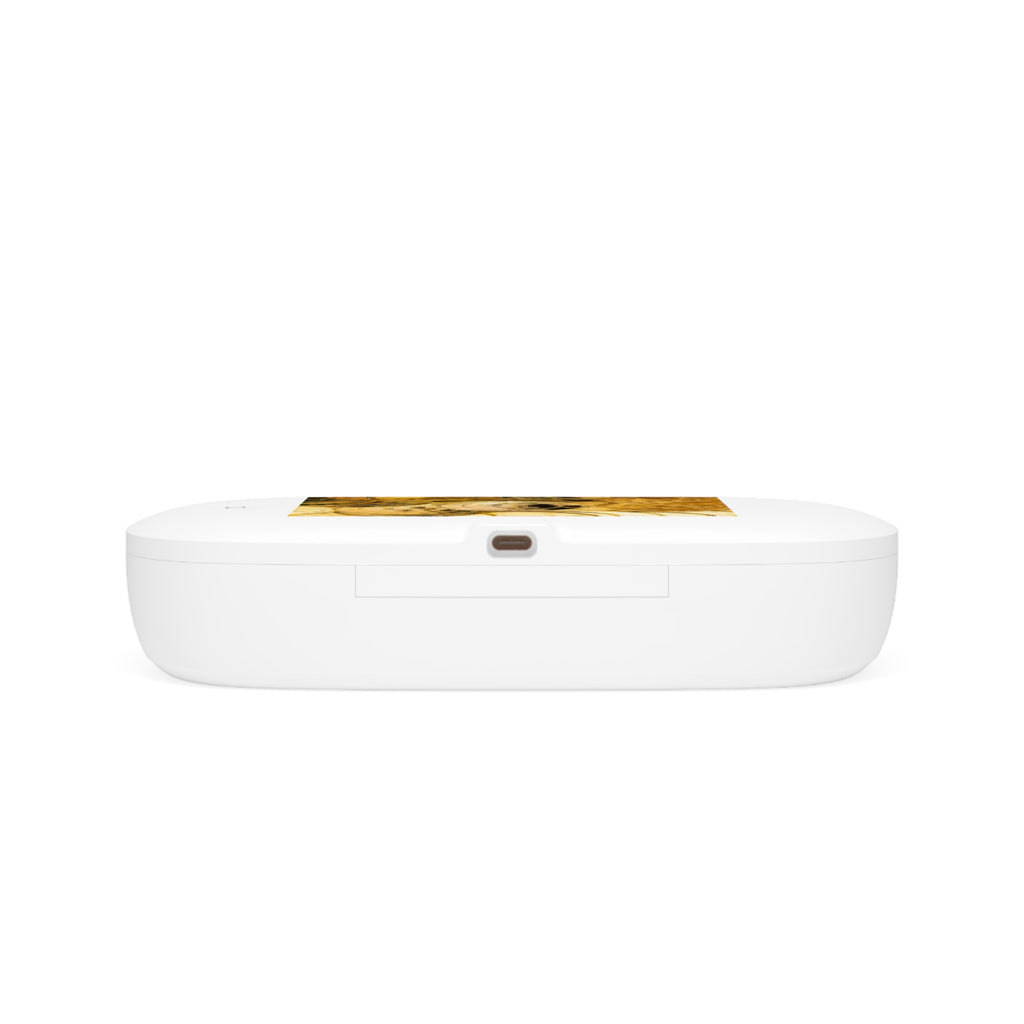 Golden Bitcoin Coins UV Phone Sanitizer and Wireless Charging Pad | Crypto Design