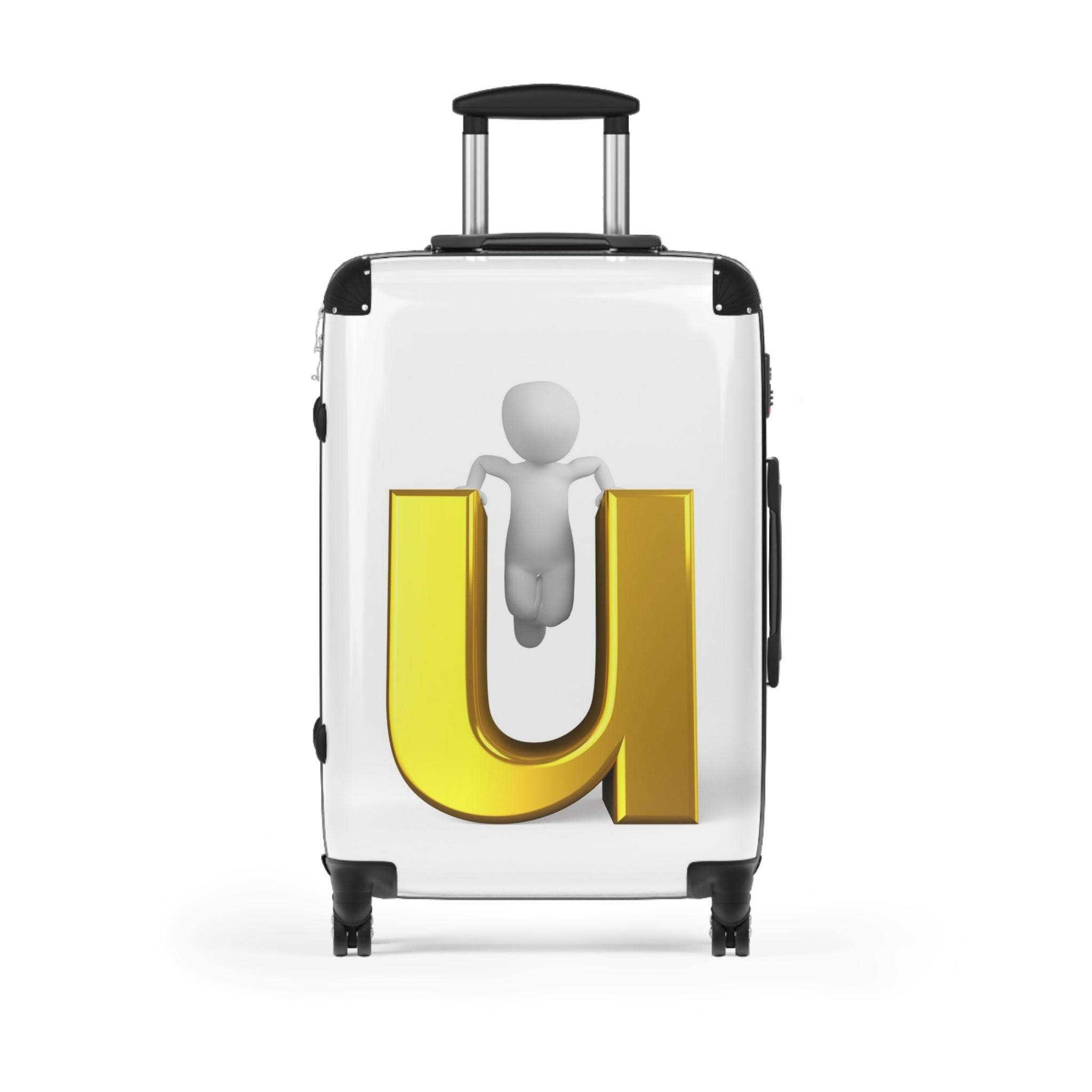 Lettre U 3D Or avec Valise Motif | Sticker Valise Personnalisé