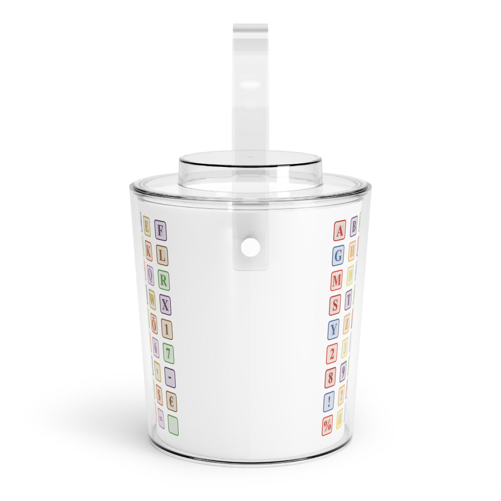 Color Block Alphabet Ice Bucket with Tongs | Retro Letter Blocks Drink Cooler