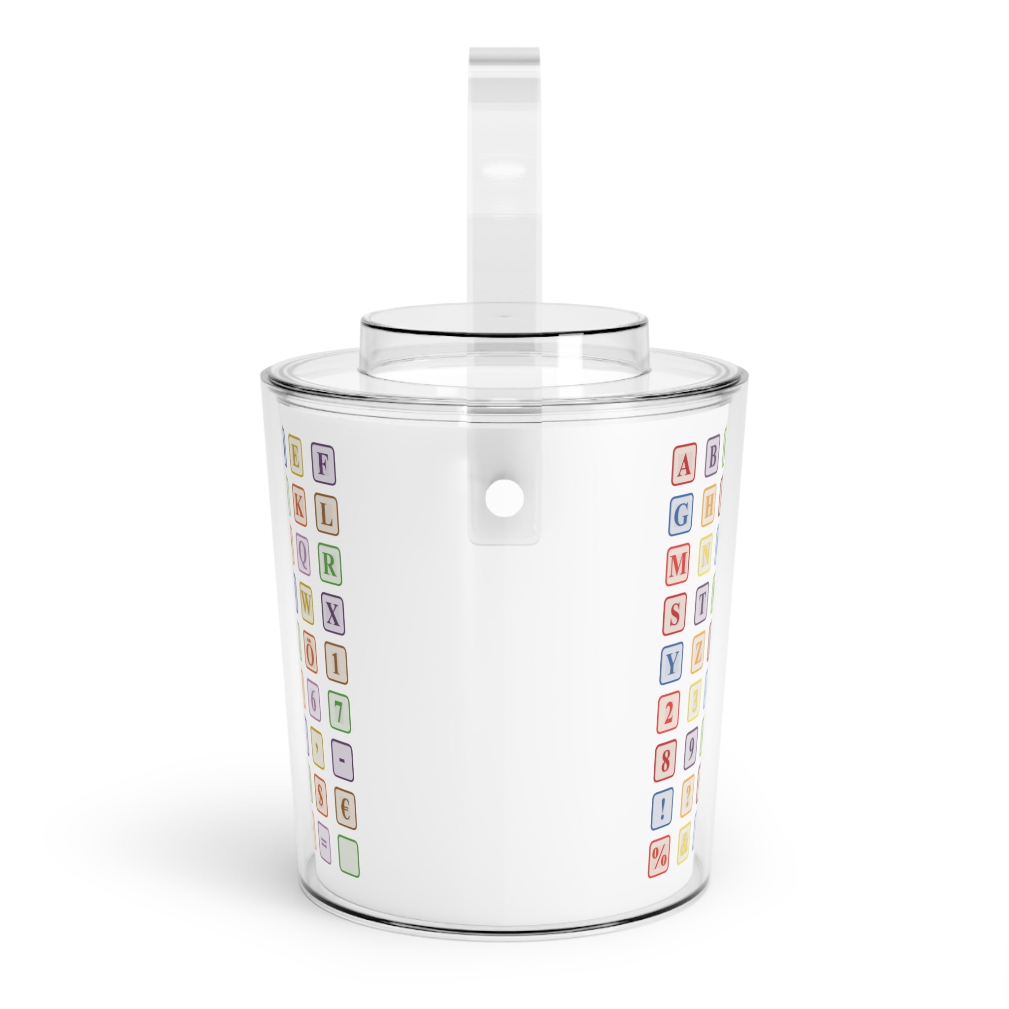 Color Block Alphabet Ice Bucket with Tongs | Retro Letter Blocks Drink Cooler