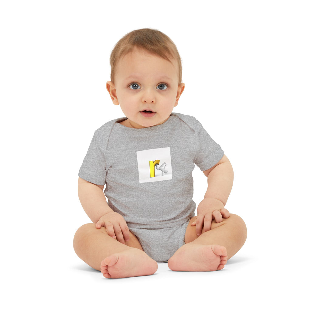 Yellow Letter R Monogram Baby Onesie | Infant Jersey One Piece