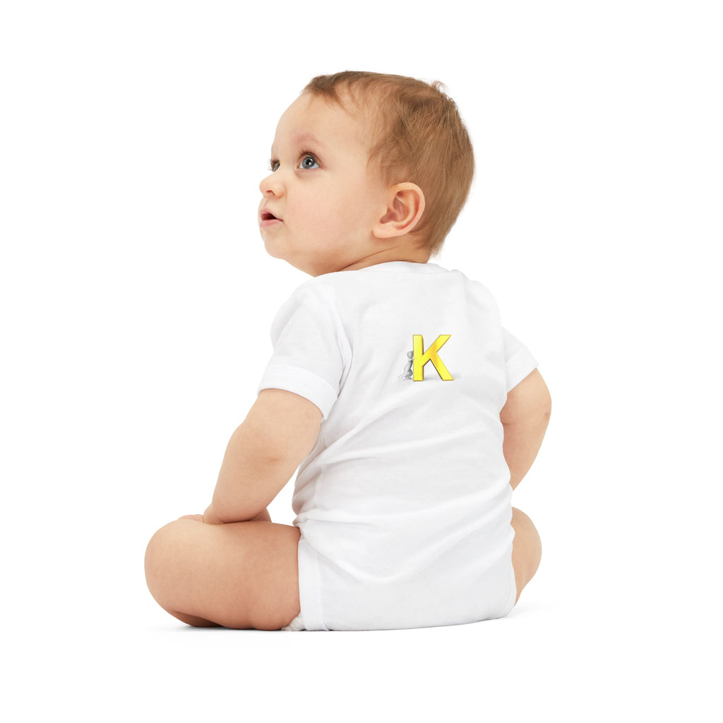 Yellow Letter K Monogram Baby Bodysuit | Infant Onesie Initial