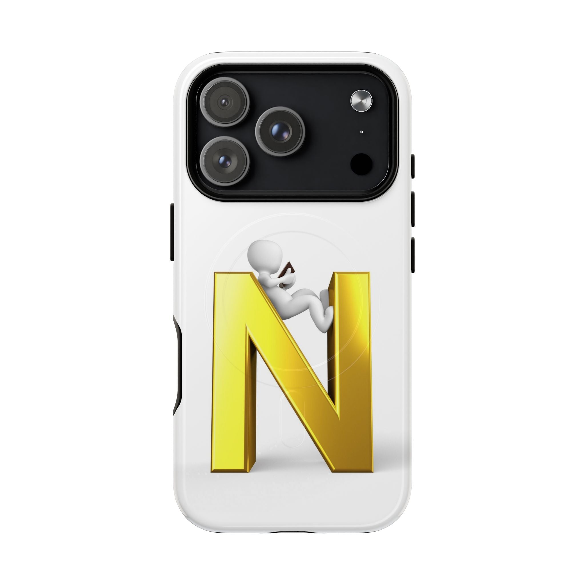 Coque de téléphone en or, lettre N, figure 3D | Coque magnétique robuste
