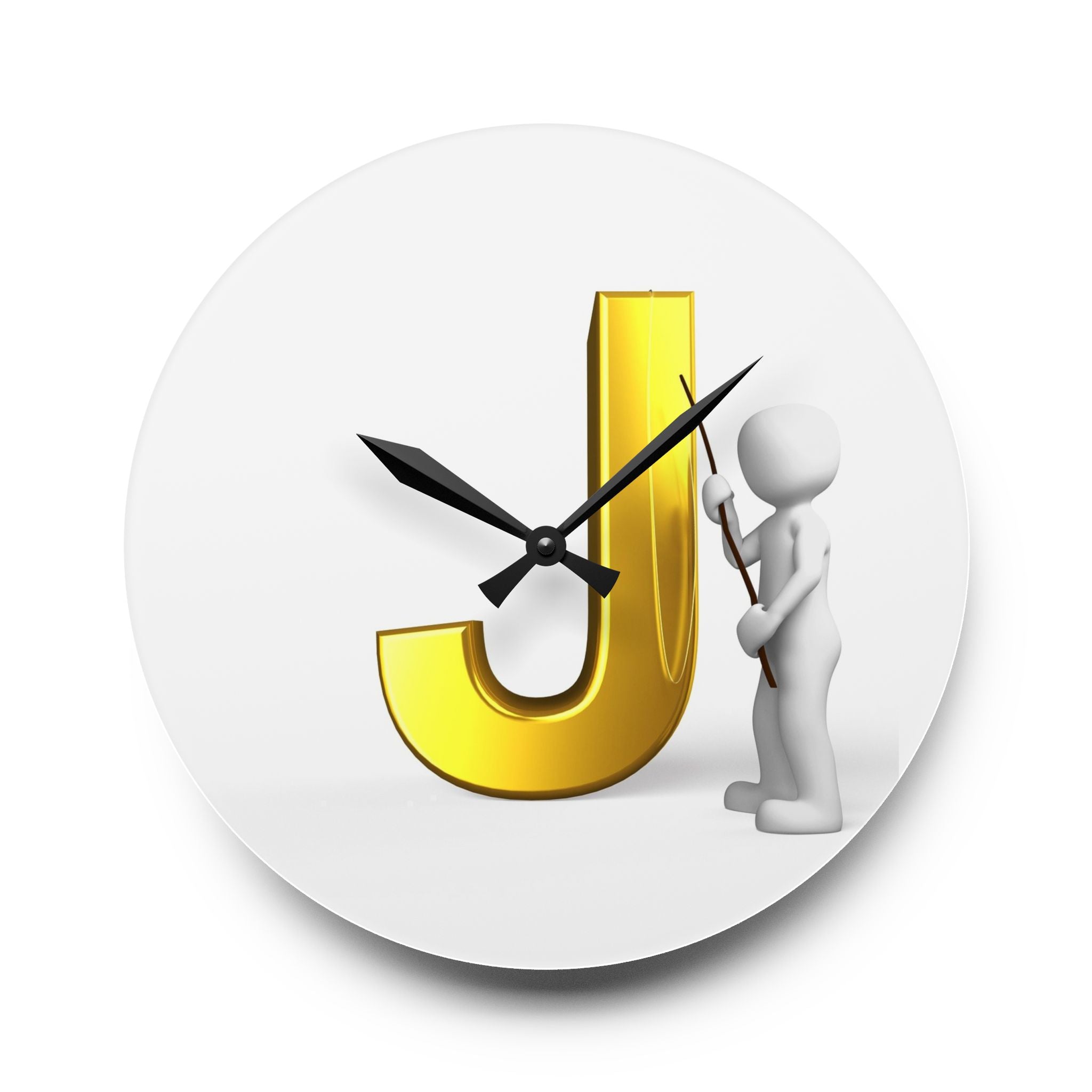 Horloge Murale en Acrylique Monogramme Lettre J Dorée | Décoration d'Intérieur Initiale J