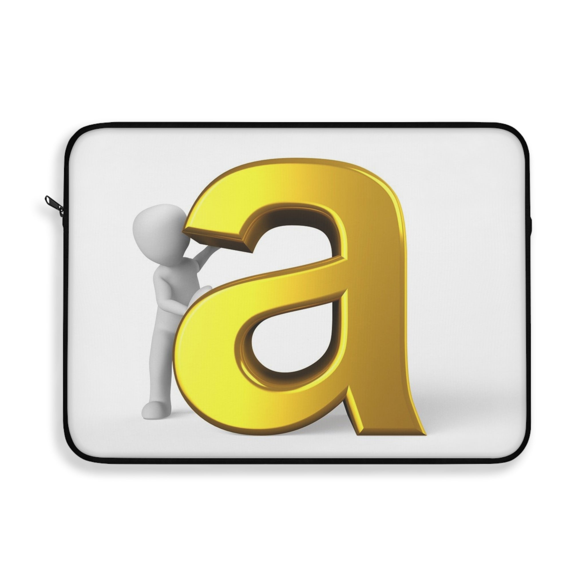 Housse d'ordinateur portable motif lettre A dorée | Monogramme alphabet initial