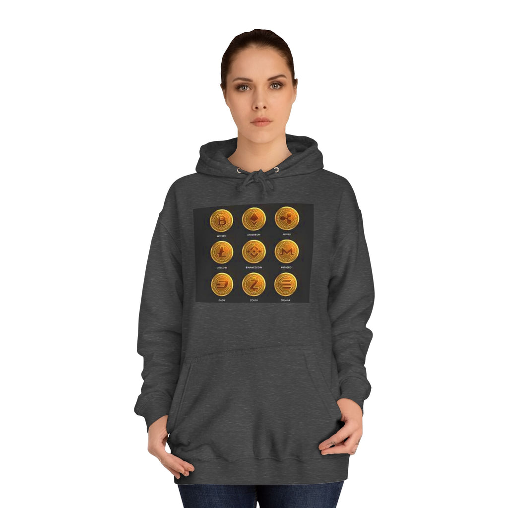 Crypto Coin Icons Hoodie | Bitcoin Ethereum Litecoin Ripple Doge Zcash Monero