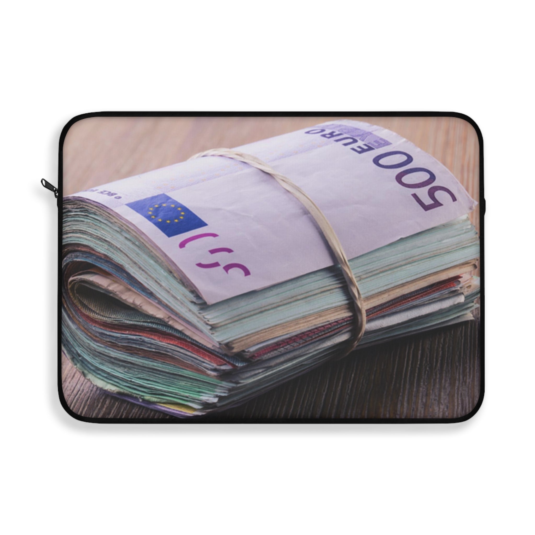 Stack of Euro Banknotes Laptop Sleeve | Money Print, Currency Photography