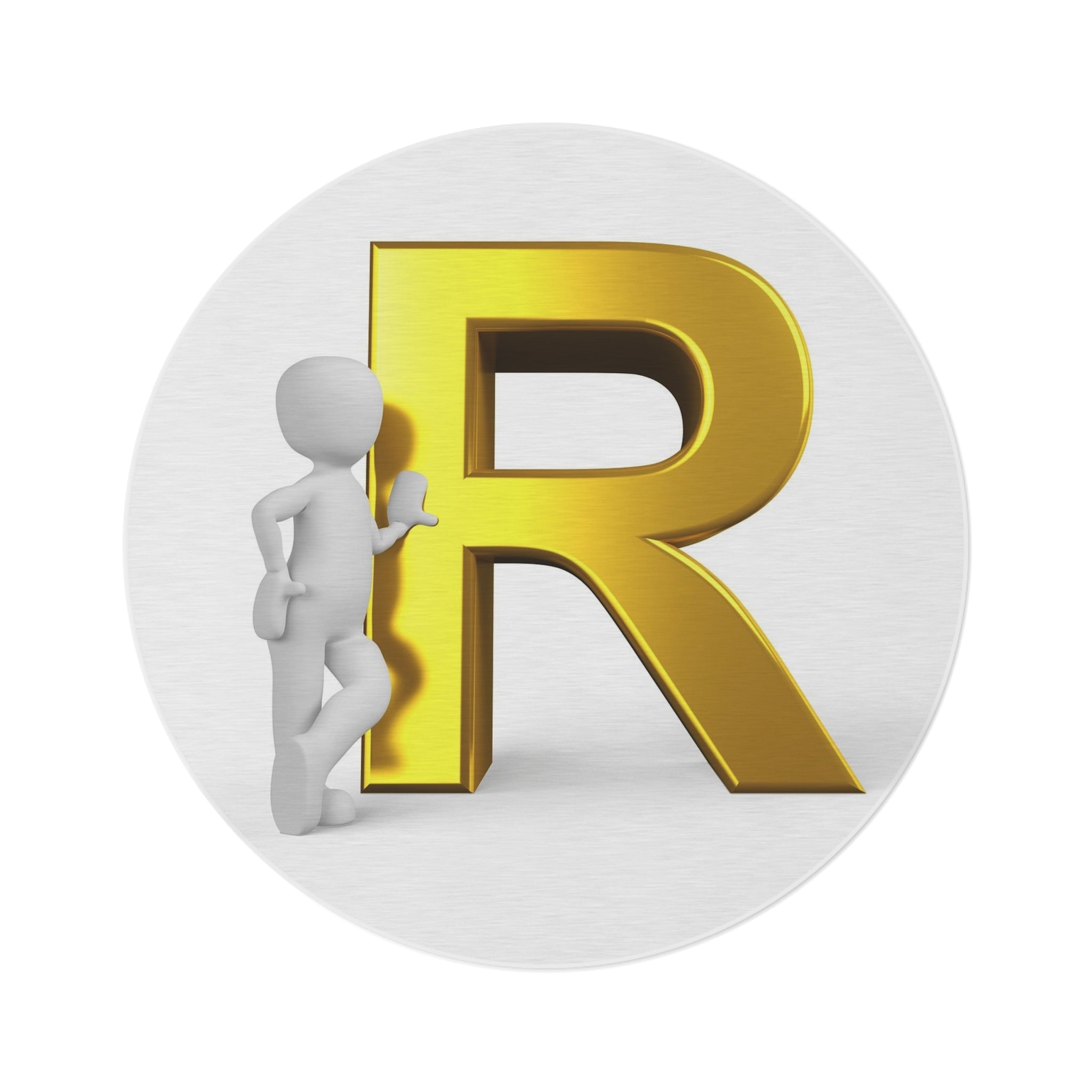 Gold Letter R Monogram Round Rug | Initial Letter R Floor Mat