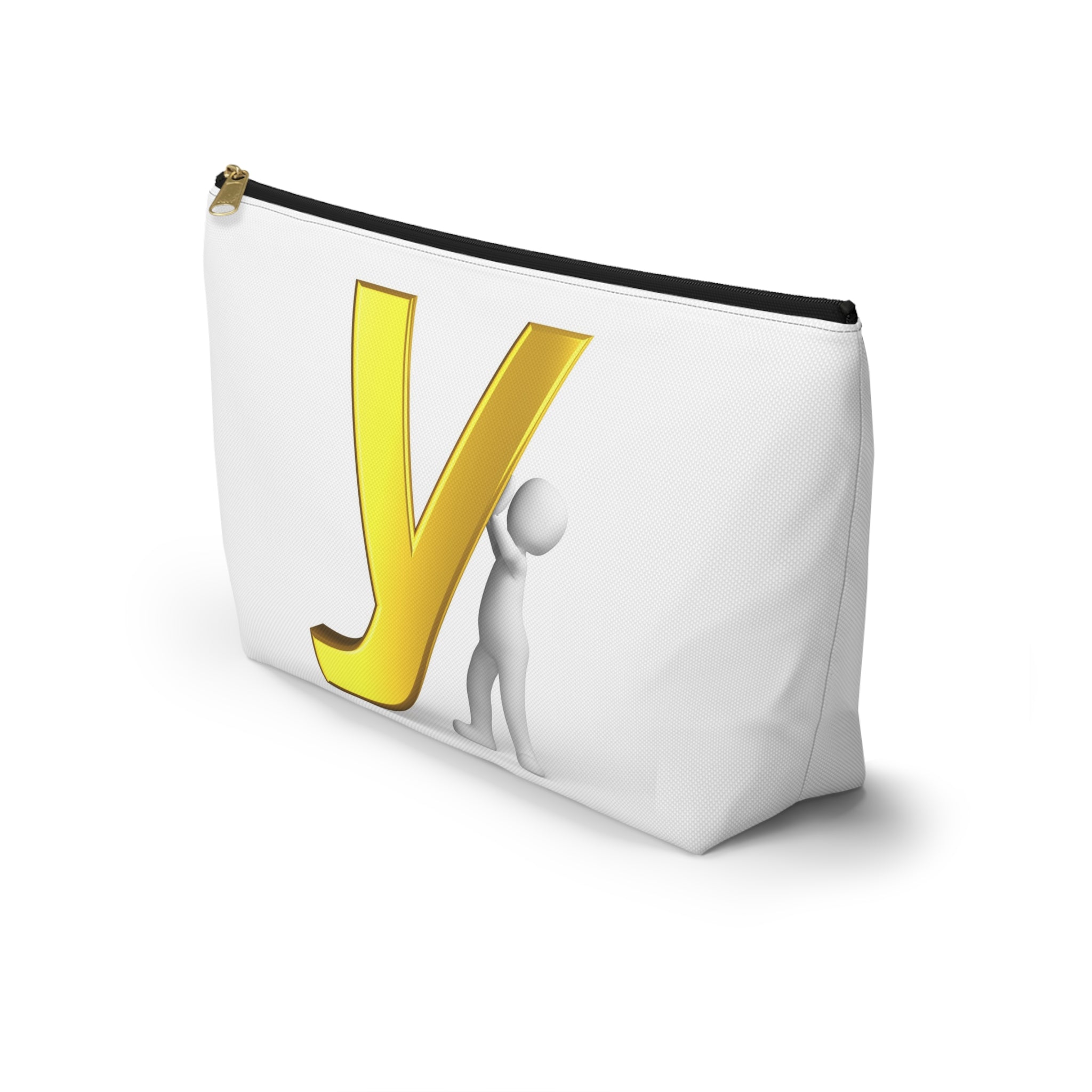Gold Letter Y with 3D Figure Accessory Pouch