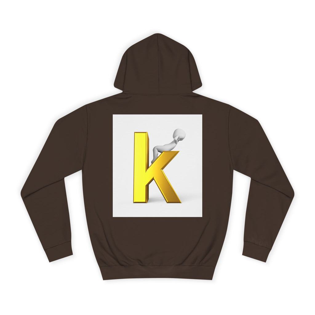Gold 3D Letter K Hoodie | Monogram Initial K Sweatshirt