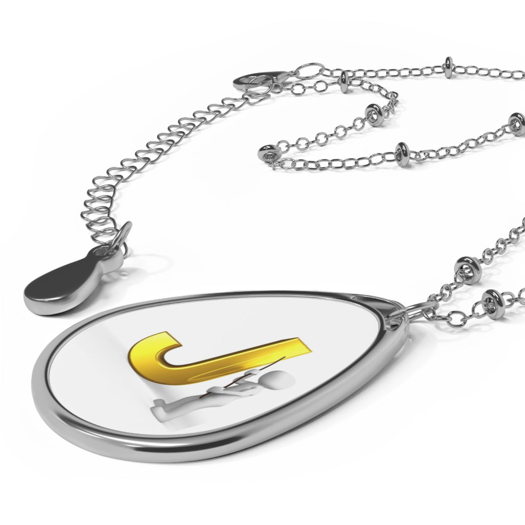 Personalized Gold Initial 'J' Oval Pendant Necklace — Engravable Tear-Drop Locket