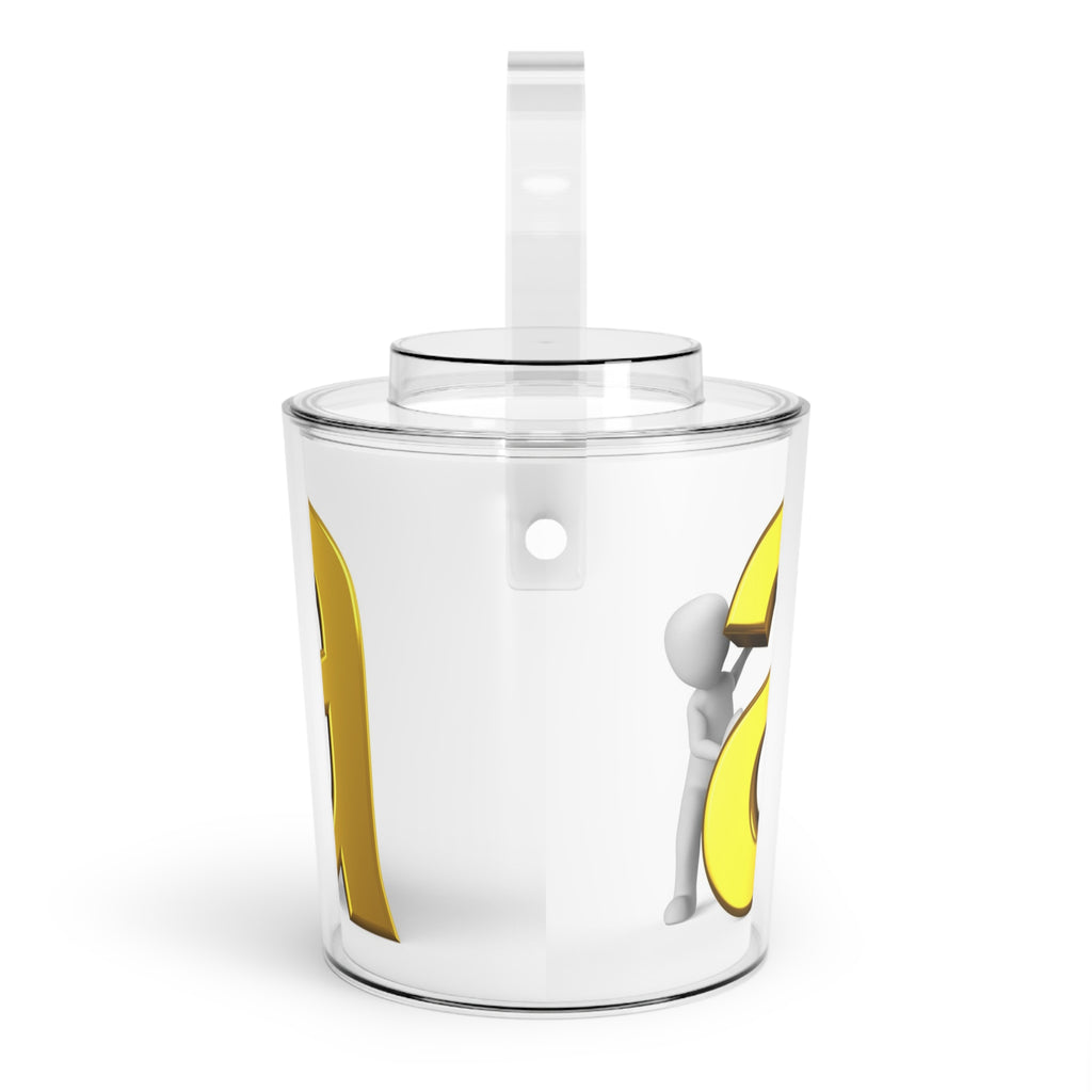 Gold Letter A Monogram Ice Bucket | Clear Acrylic Ice Bucket with Tongs