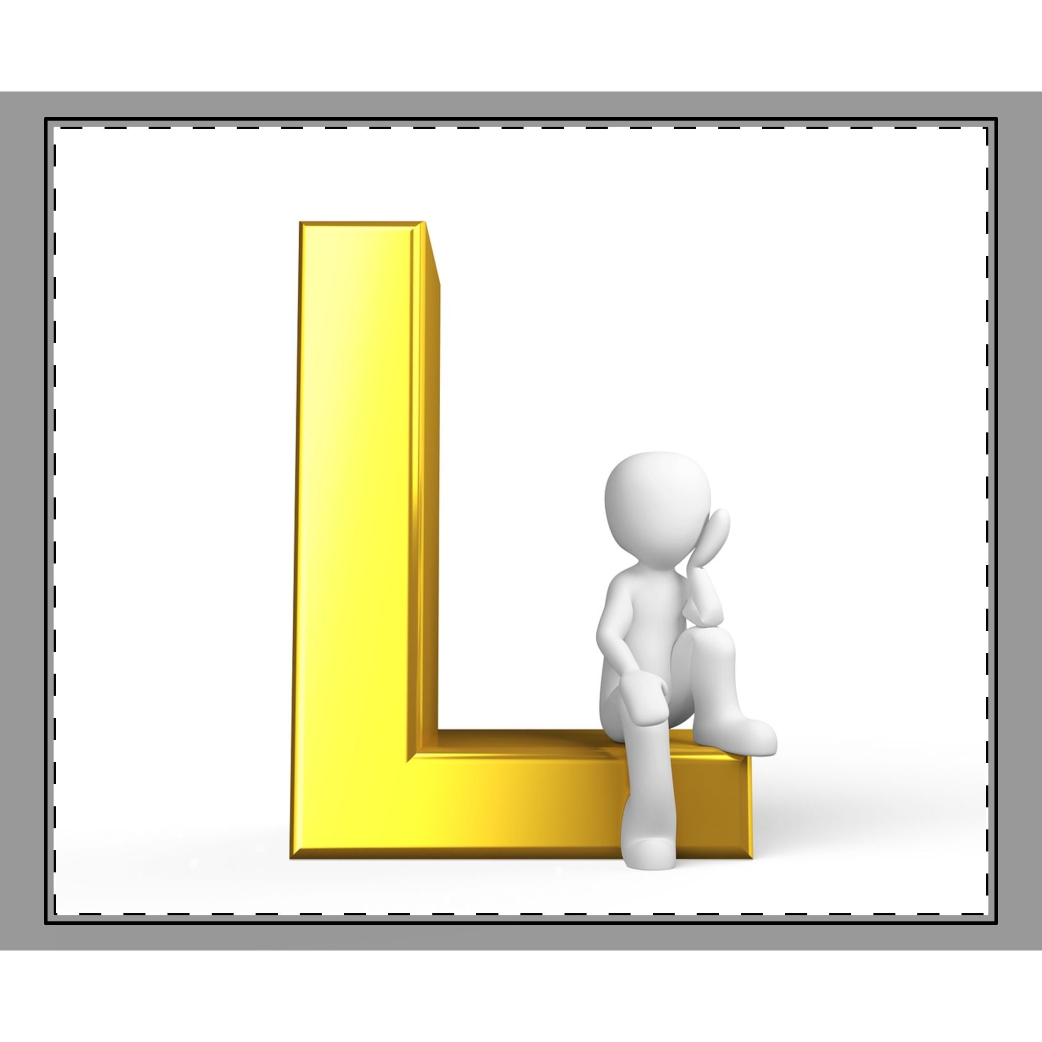 3D Gold Letter L with Sitting Figure coverlet
