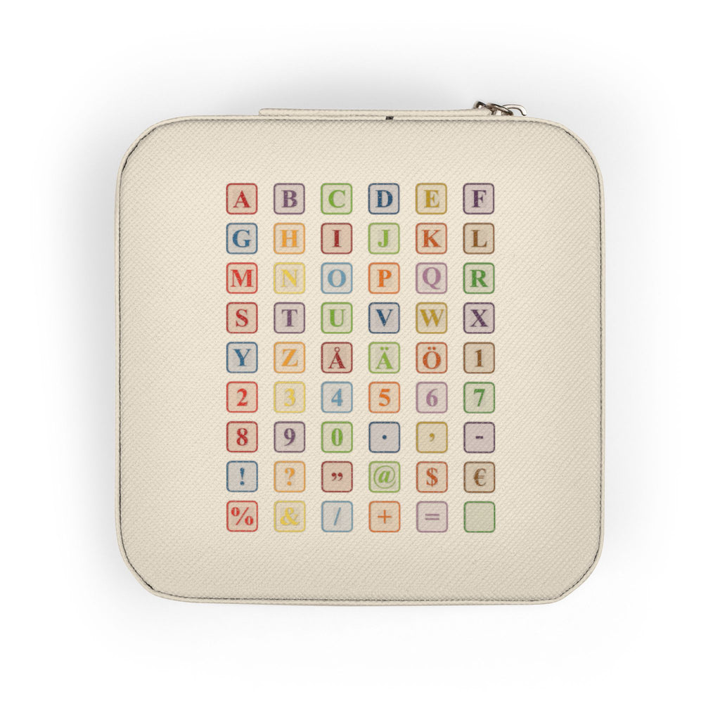 Pastel Alphabet Square Jewelry Travel Case | Compact Organizer