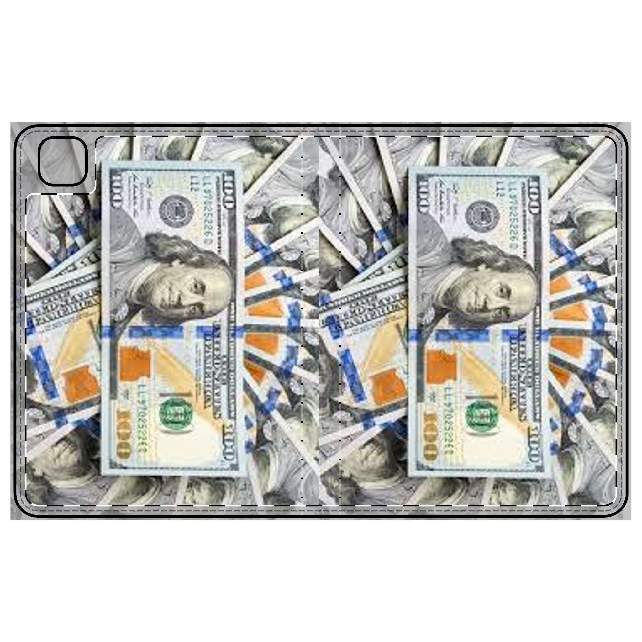 Étui de protection pour tablette billets de cent dollars | Motif de billets de banque