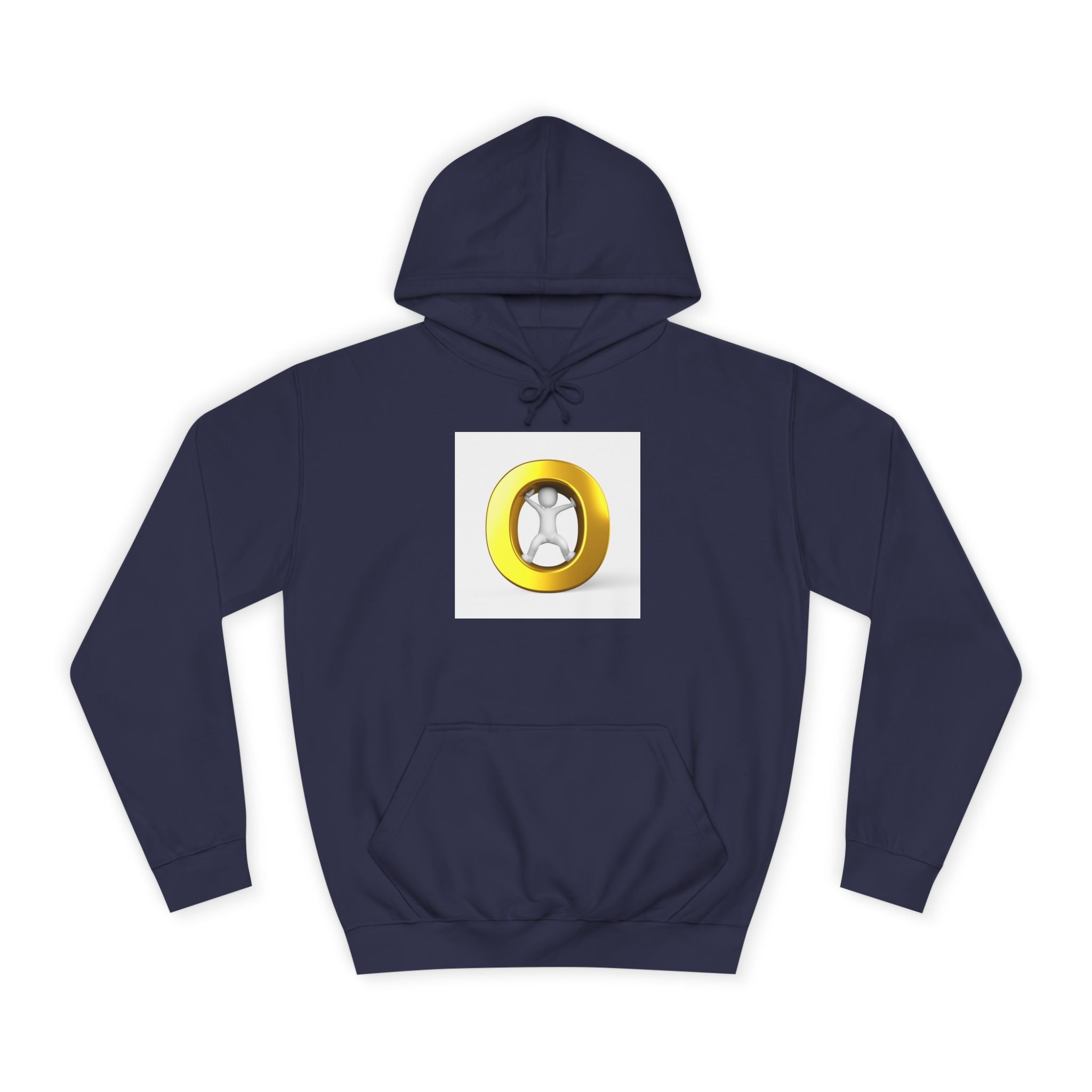 Gold Letter O with Abstract Figure Hoodie | Minimal Graphic Sweatshirt