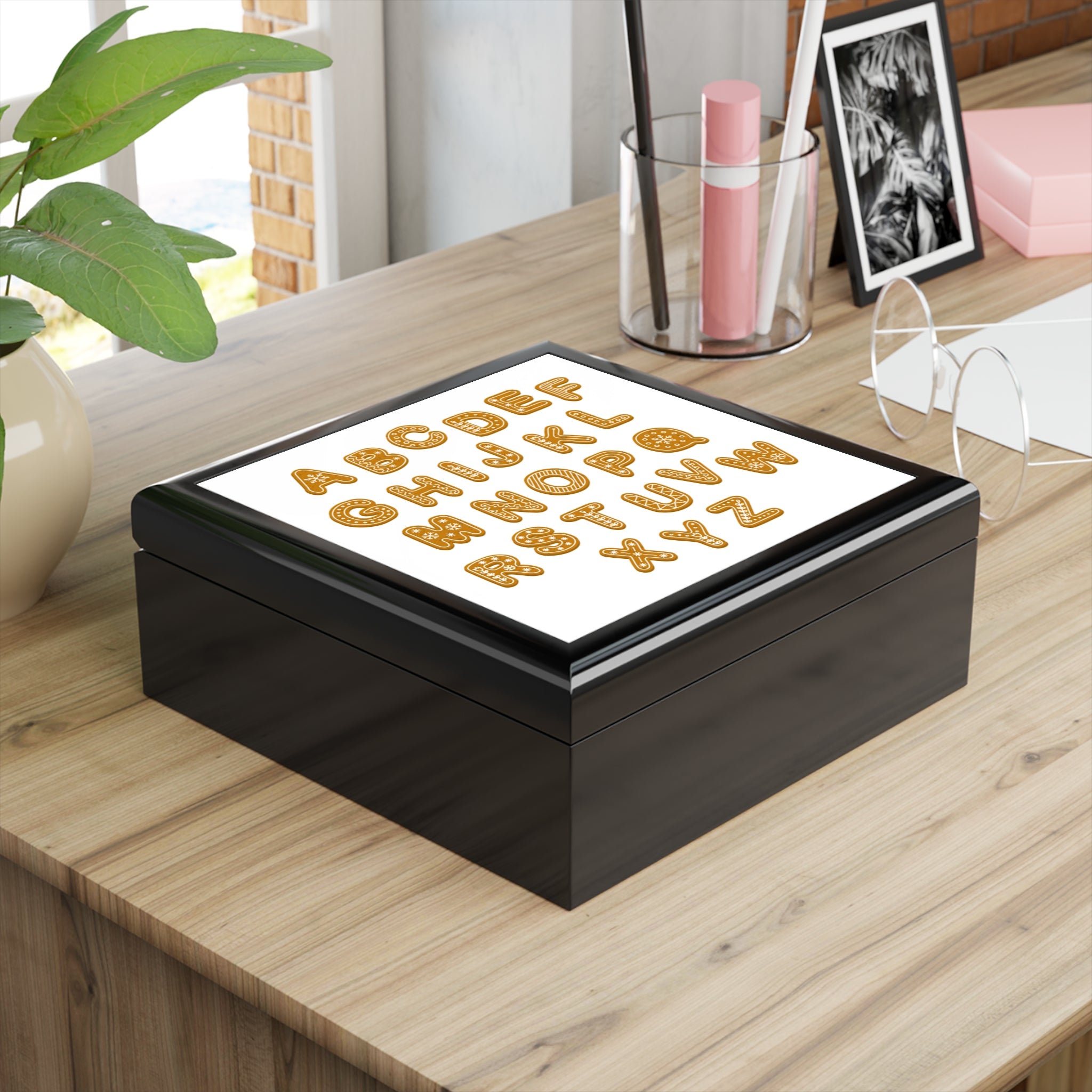 Gingerbread Alphabet Jewelry Box | Decorative Keepsake Storage