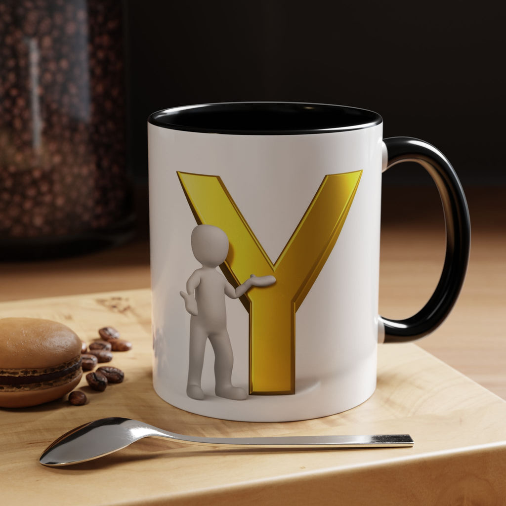 Goldbuchstabe Y mit Motiv Kaffeetasse | Akzentgriff und Innenseite