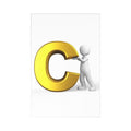 3D Gold Letter C Postcards | Alphabet Stationery, 7 Pack