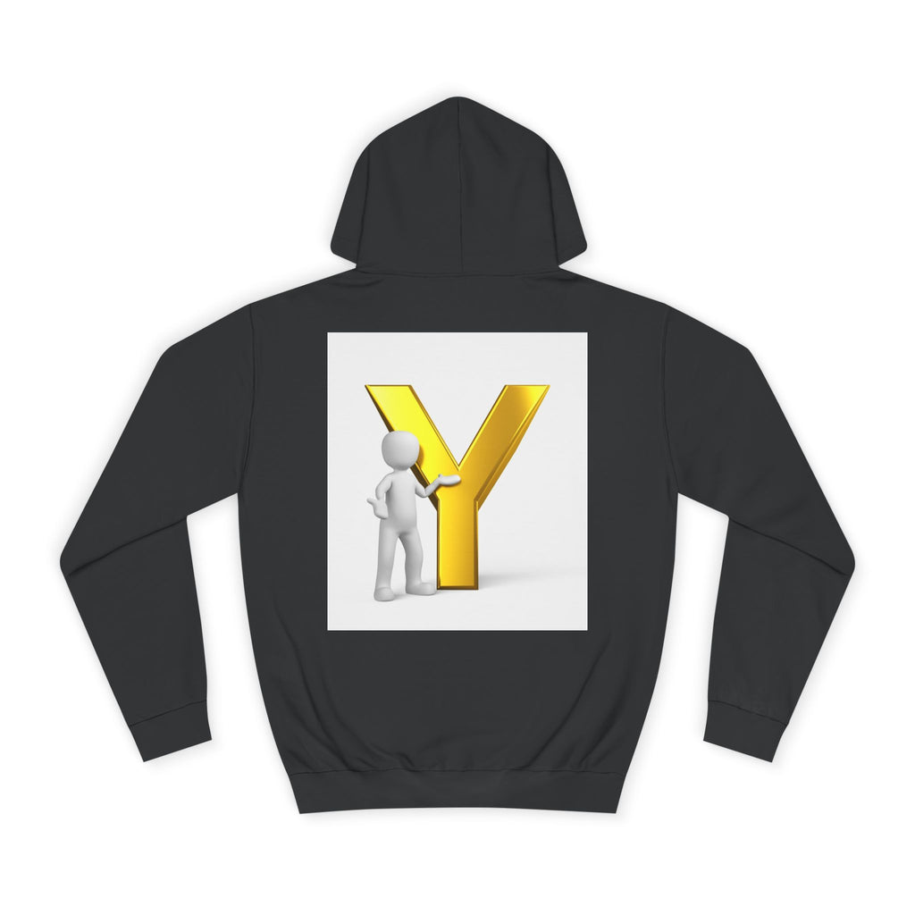 3D Gold Letter Y with Figure Hoodie | Initial Monogram Sweatshirt