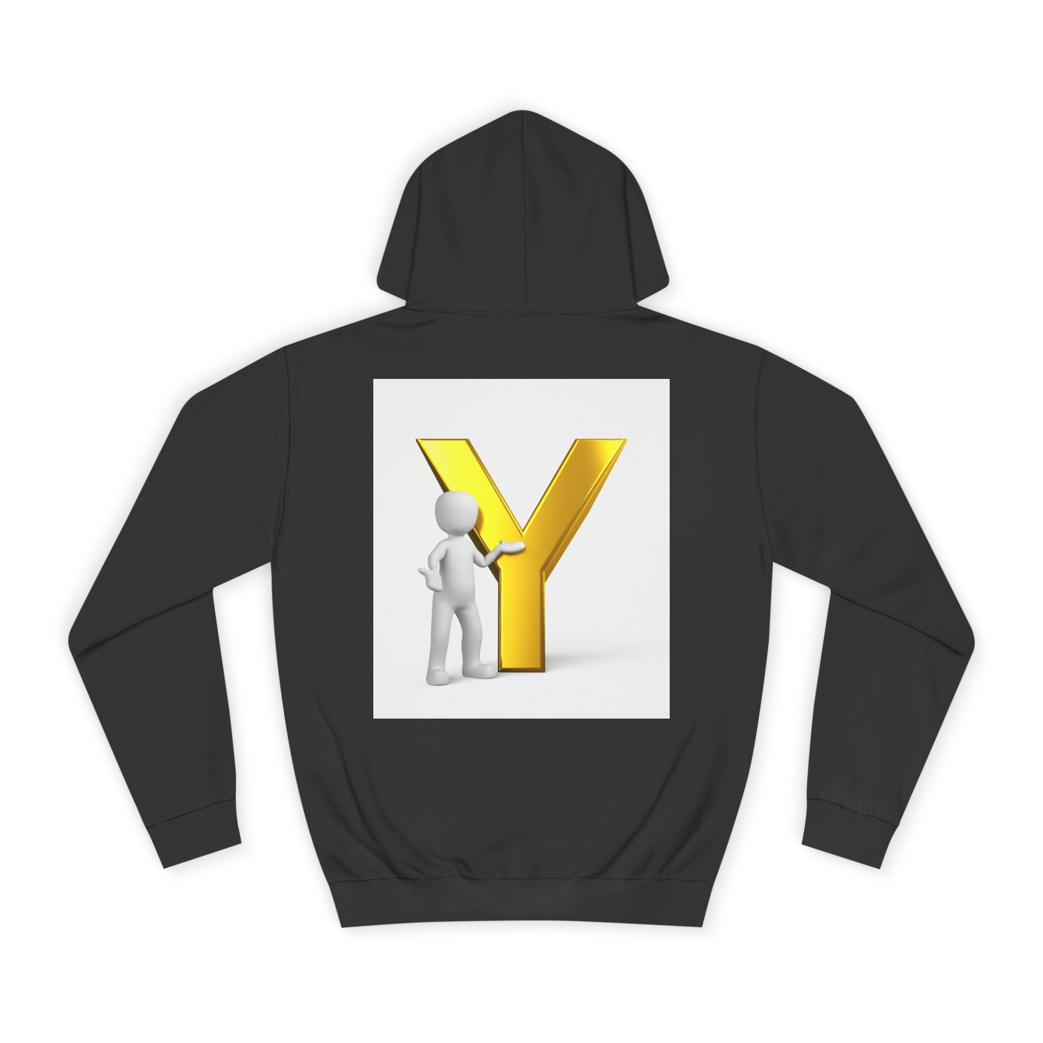 3D Gold Letter Y with Figure Hoodie | Initial Monogram Sweatshirt