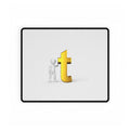 3D Stick Figure with Gold Letter t Desk Mat | Large Mouse Pad