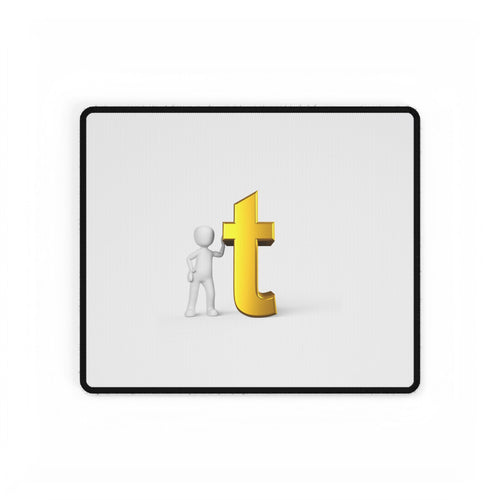 Tapis de bureau 3D bonhomme allumette avec lettre T dorée | Grand tapis de souris