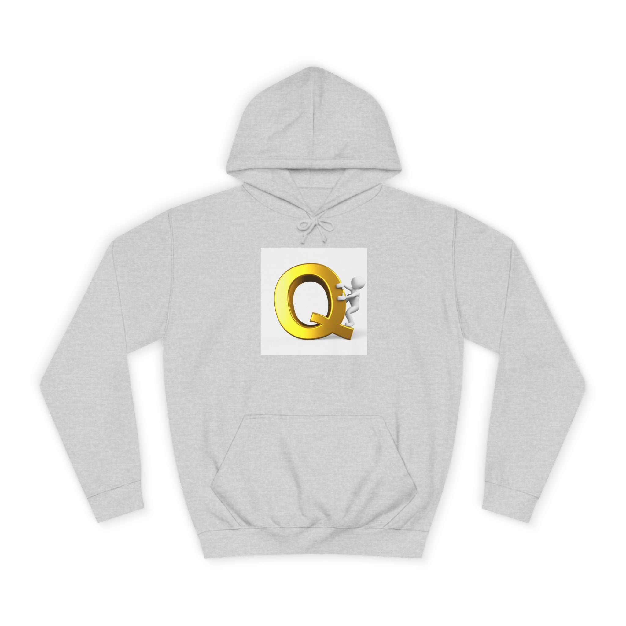 Golden Q Letter Hoodie | 3D Character Climbing Initial Sweatshirt