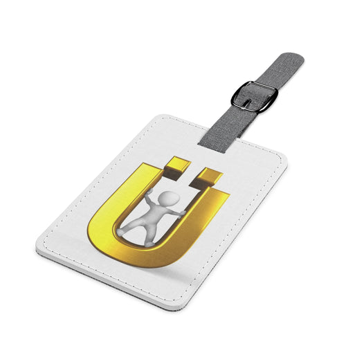 Étiquette à bagage 3D en polyester Saffiano rectangulaire avec lettre Ü dorée