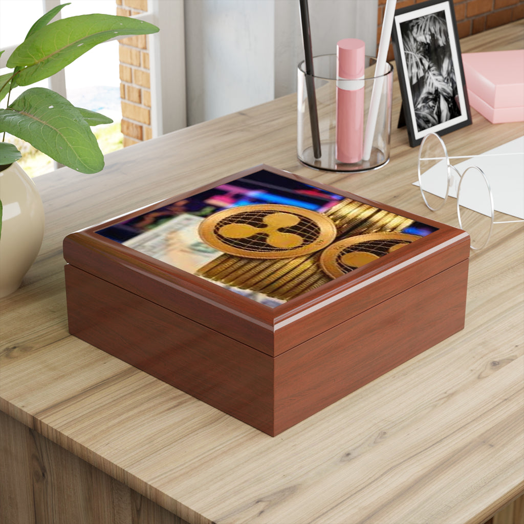 Ripple Cryptocurrency Coin Jewelry Box | Ripple Logo Keepsake Trinket Box