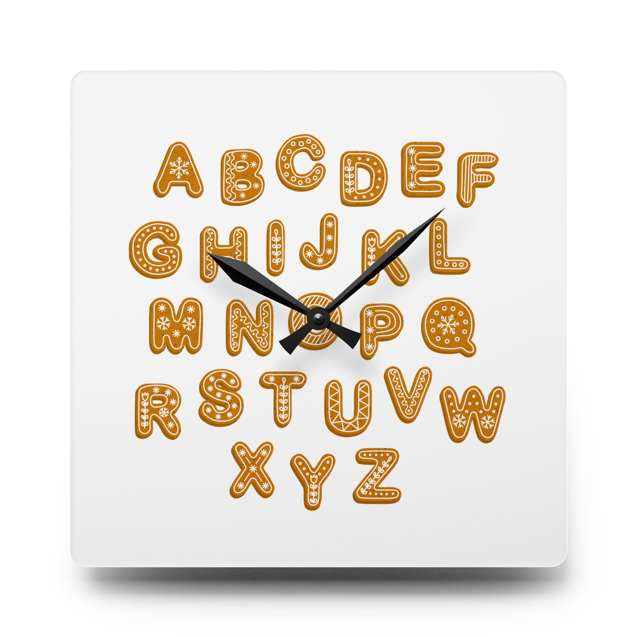 Horloge Murale Acrylique Alphabet en Pain d'Épices | Décoration pour Enfants, Horloge de Cuisine